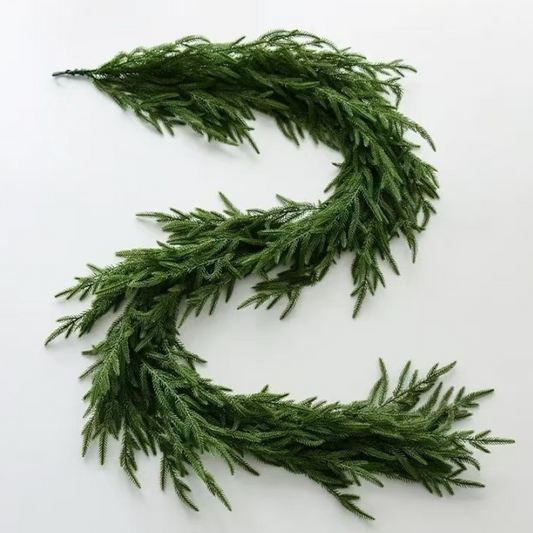 ELEGANTFAMI Real Touch Norfolk Pine Garland 72''